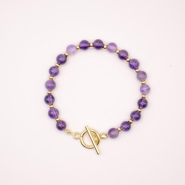 CIRCE | Bracelet in Amethyst and 18-carat gold-plated stainless steel-0