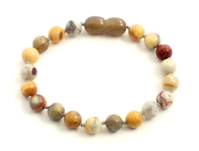 Crazy Agate Gemstone Knotted Multicolor Anklet Bracelet-0