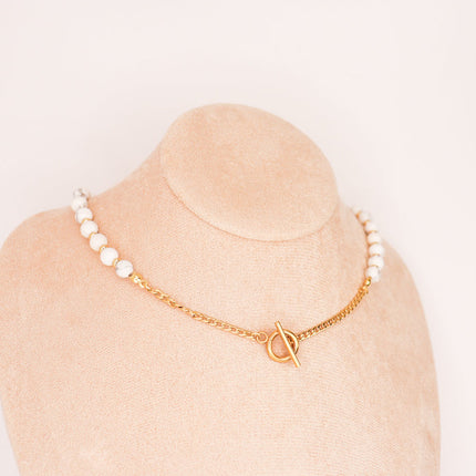 CIRCE | Howlite and 18 and 24 carat gold plated necklace-4