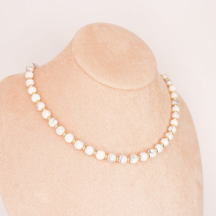 CIRCE | Howlite and 18 and 24 carat gold plated necklace-1