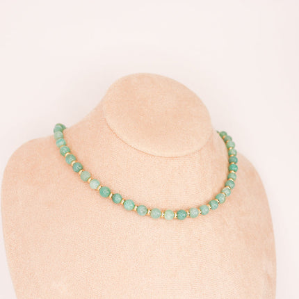 CIRCE | Amazonite and 18 and 24 carat gold plated necklace-1