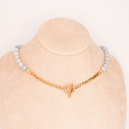 CIRCE | Necklace in Aquamarine and 18 and 24 carat gold plated-4