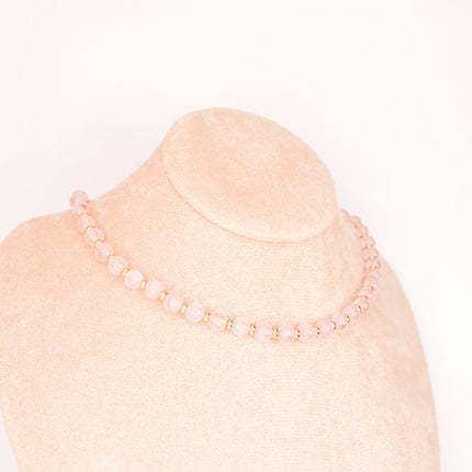CIRCE | Necklace in Rose Quartz and 18 and 24 carat Gold plated-1