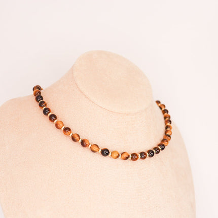 CIRCE | Tiger Eye and 18 and 24 carat Gold plated necklace-1