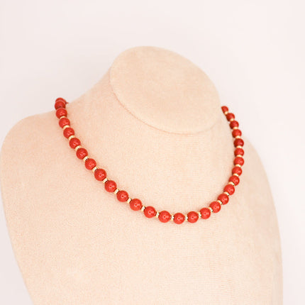 CIRCE | Necklace in red jasper and 18 and 24 carat gold plated-1