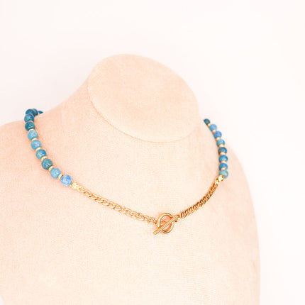 CIRCE | Necklace in Blue Apatite and 18 and 24 carat Gold plated-4