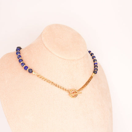 CIRCE | Lapis lazuli and 18 and 24 carat gold plated necklace-4