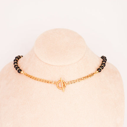 CIRCE | Necklace in black Tourmaline and 18 and 24 carat gold plated-4