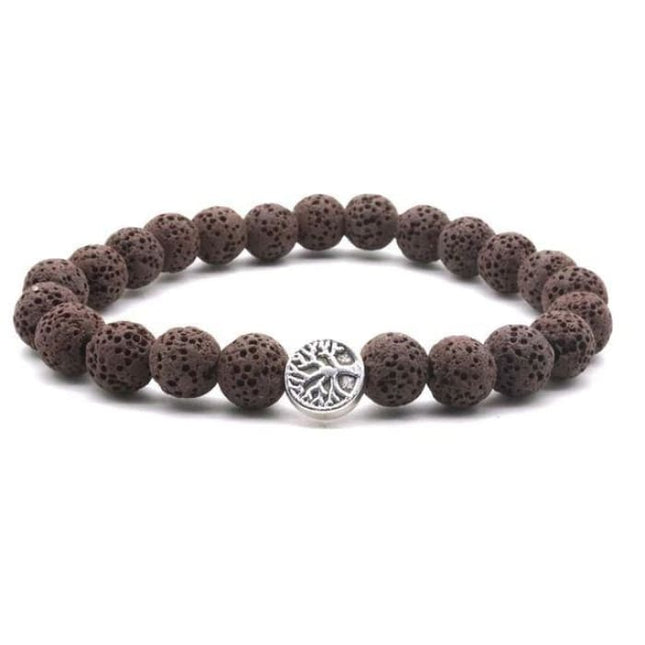 Brown Lava Stone Tree of Life Essential Oil Bracelet-0