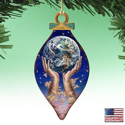 World in my Hands Wooden Ornaments by Josephine Wall - Christmas Decor - 845131-JW-1