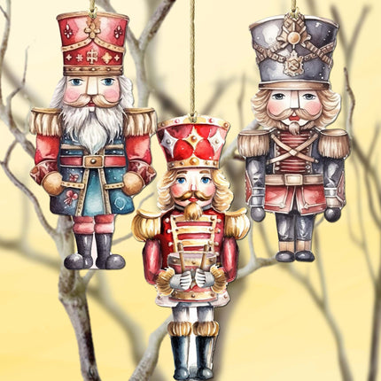 Nutcrackers Decorative Wooden Ornaments of 3 by G. Debrekht - Christmas Decor - 8091008-S3-1