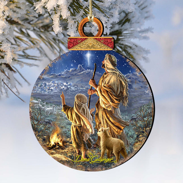 Shepherds Keeping Watch Wooden Ornaments by Gelsinger - Nativity Holiday Decor - 8021125-1838-0