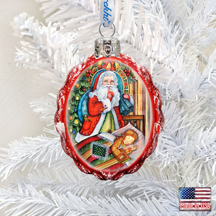 Christmas Night Mercury Glass Ornament by G. DeBrekht - Christmas Santa Snowman Decor - 773023-1