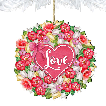 Love Flower Wreath Wooden Ornaments by G.DeBrekht - Love Family Kids Decor - 8185303-4-2