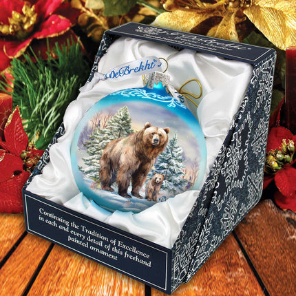 A Love for All Seasons: Grizzly Bears Ball Glass Ornament by G. Debrekht - Wildlife Holiday Decor - 73382-4