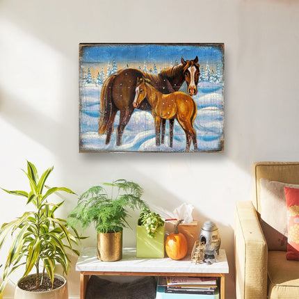 Horses Art Wooden Wall Art by Nature Wonders - Nature Wildlife Decor  - 95218B-2