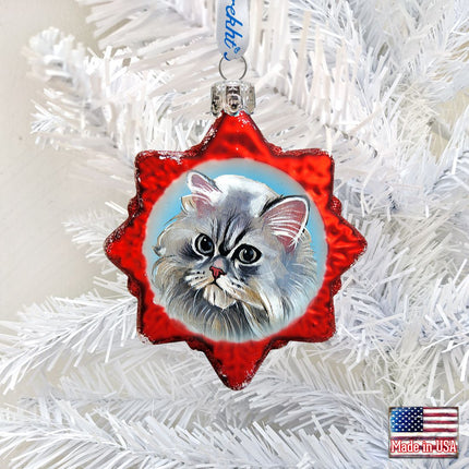 Long Haired Family Kitten Glass Ornament by G. DeBrekht - Pets Dog and Cats Decor - 774018-1