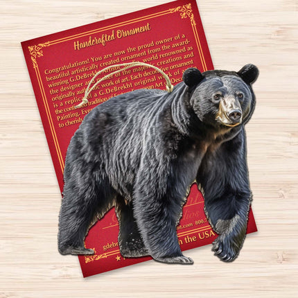 Alaskan Black Bear Wooden Ornaments by G.Debrekht - Wildlife Holiday Decor - 8710105-1-2