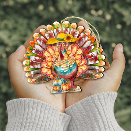 Thanksgiving Turkey Wooden Ornaments by G. DeBrekht Thanksgiving Decor - 8611055-2