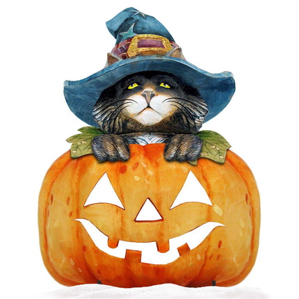 Black Cat Pumpkin Halloween Outdoor Decor by G. DeBrekht - Thanksgiving Halloween Decor - 8158416F-4