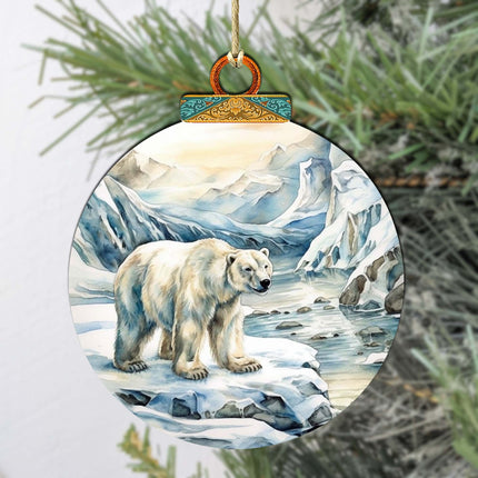 Polar Bear with Cub Wooden Ornaments by G.Debrekht - Wildlife Holiday Decor - 870048-1