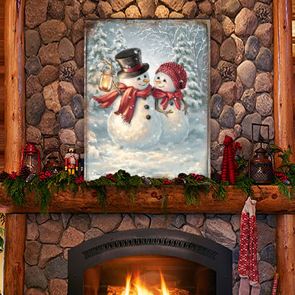 Snow Much in Love Art Wooden Wall Art by D. Gelsinger - Christmas Santa Snowman Decor - 95603B-1708-0