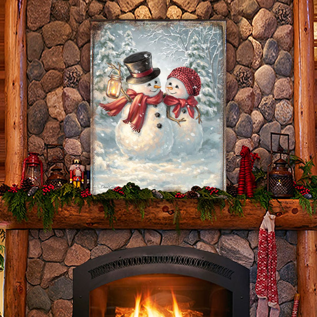 Snow Much in Love Art Wooden Wall Art by D. Gelsinger - Christmas Santa Snowman Decor - 95603B-1708-0