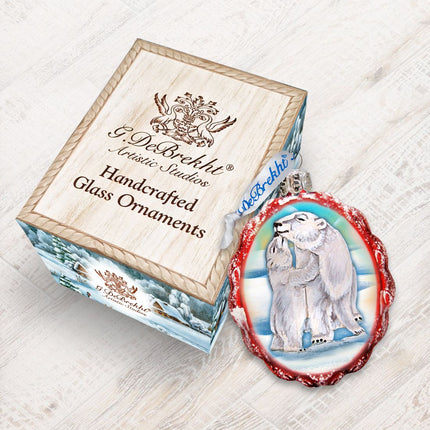 Santa Polar Bear Cubs Mercury Glass Ornament by G. DeBrekht - Wildlife Holiday Decor - 771020-2