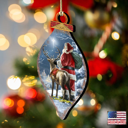 Starry Night Santa Cone Wooden Ornaments by Gelsinger - Christmas Santa Snowman Decor - 8041119-1713-2