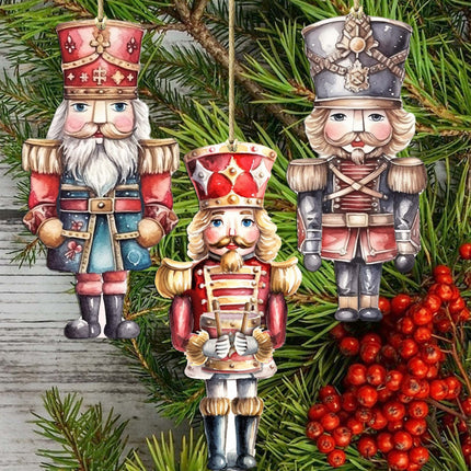 Nutcrackers Decorative Wooden Ornaments of 3 by G. Debrekht - Christmas Decor - 8091008-S3-2