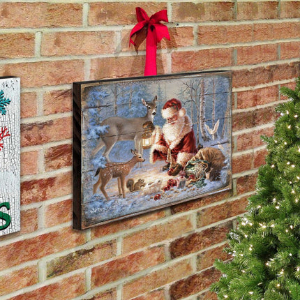 Abundance of Joy Art Wooden Wall Art by D Gelsinger - Christmas Santa and Snowman Decor - 95601B-0104-2
