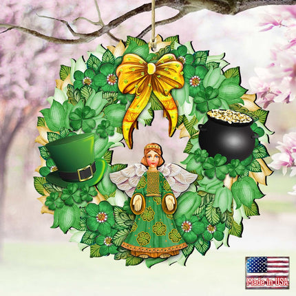 St Patrick's Day Wreath Wooden Ornaments by G. DeBrekht - Celtic Decor - 8185318-1