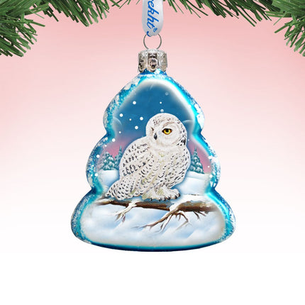 White Owl Mercury Glass Ornament by G. DeBrekht - Wildlife Holiday Decor - 771028-0