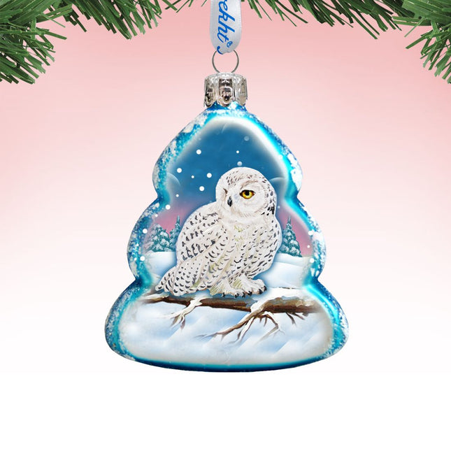 White Owl Mercury Glass Ornament by G. DeBrekht - Wildlife Holiday Decor - 771028-0