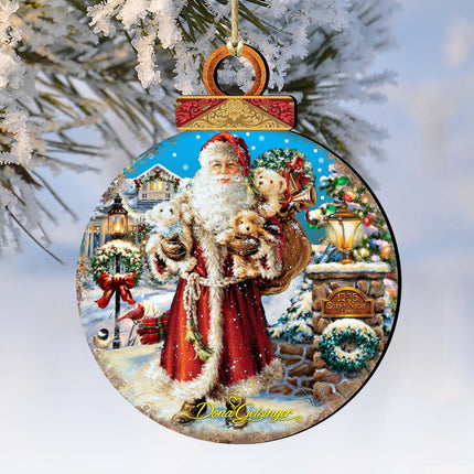 Silent Night Santa Wooden Ornaments by Gelsinger - Christmas Santa Snowman Decor - 8021116-1315-0