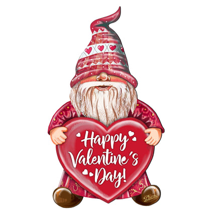 Happy Valentines Gnome Wooden Door Hanger Wall Art by G. DeBrekht - Love Family Kids Decor - 8611020H-4
