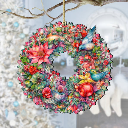 Summer Blooms Wreath Wooden Ornaments by G. Debrekht Christmas Decor - 8611072-0