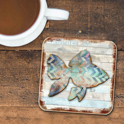 Fish Coastal Wooden Cork Coasters Gift Set of 4 by Nature Wonders - Coastal Sea-Life Decor - 8198534-9C-S4-2