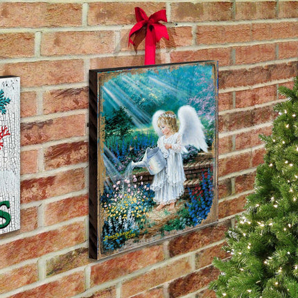 An Angel's Gift Wooden Wall Art by D. Gelsinger - Nativity Holiday Decor - 95661B-9708-2