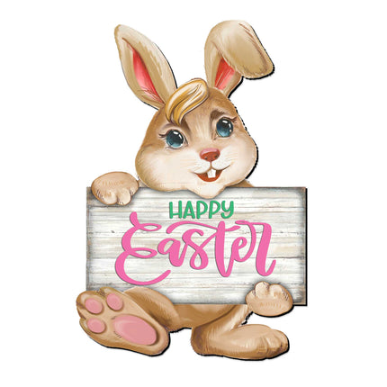 Happy Easter Bunny Wooden Door Hanger by G. DeBrekht - Easter Spring Decor - 815433-1H-4