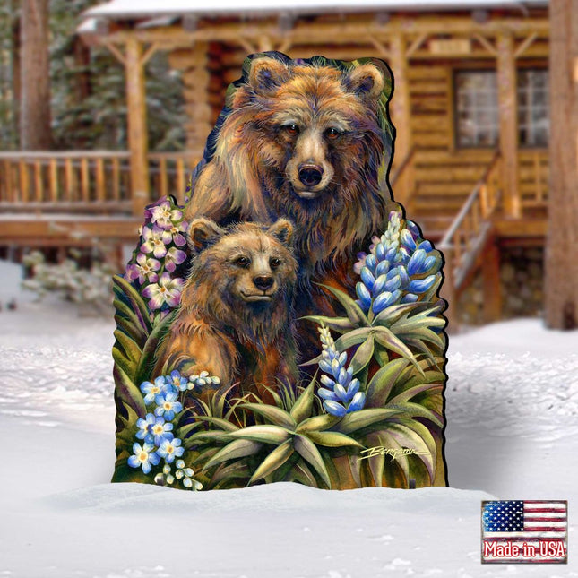 Grin & Bear it Grizzly Mother & Cub Wildlife Outdoor Decor by J. Bergsma - Wildlife Holiday Decor - 8591947F-JB-0