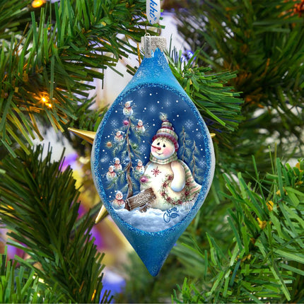 Old Fashion Christmas Drop Glass Ornament by Jamie Mills-Price - Christmas Santa Snowman Decor - 757-301-MP-2
