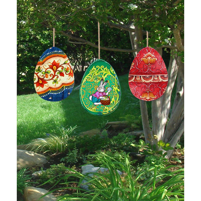 Easter Eggs Outdoor Garden Decor Set of 3 by G. DeBrekht - Easter Spring Decor - 8198712-4M-S3-0