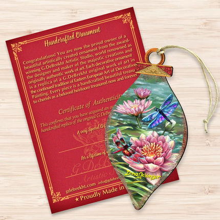 Dragonflies and Water Lilies Wooden Ornaments by Gelsinger - Wildlife Holiday Decor - 8041165-DG-2