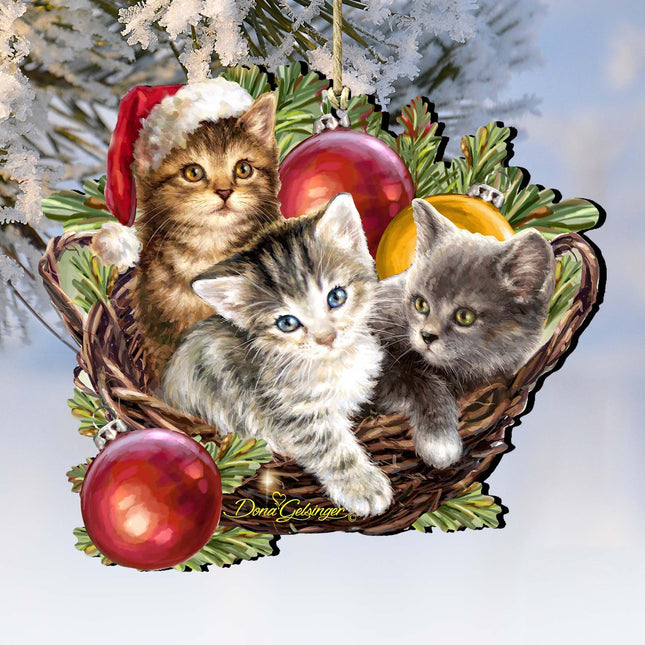 Christmas Kittens Wooden Ornaments by Gelsinger - Christmas Decor - 8161027-1-1607-0
