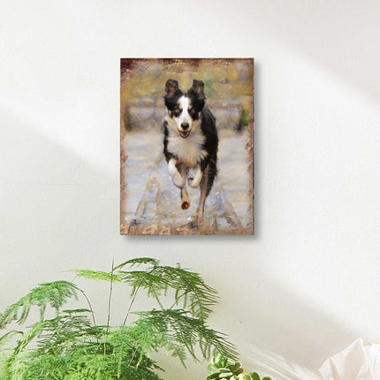 Alick Running Dog Art Wooden Wall Art by Nature Wonders - Pets Dog and Cats Decor - 95342B-3