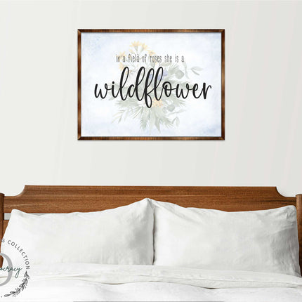 In a Field of Roses She Is a Wildflower - Bedroom Wall Art - Nursery Wall Art - Contemporary Decor - Girls Room Wall Decor - 310335-2