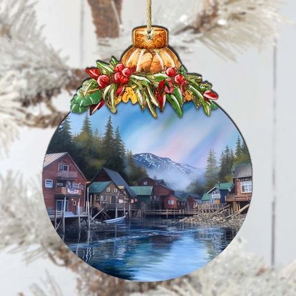 Arctic Mountain Homes Wooden Ornaments by G.Debrekht - Wildlife Holiday Decor - 870014-2
