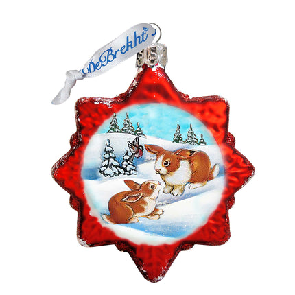 Santa Rabbits Mercury Glass Ornament by G. DeBrekht - Wildlife Holiday Decor - 771019-4