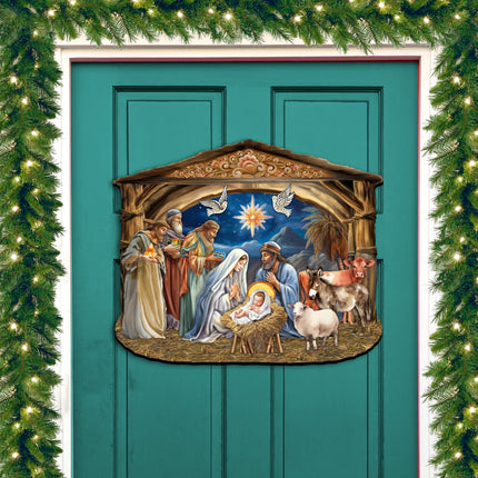 The Birth of Jesus Nativity Scene Holiday Door Decor by G. Debrekht - Nativity Holiday Decor - 8652761H-1